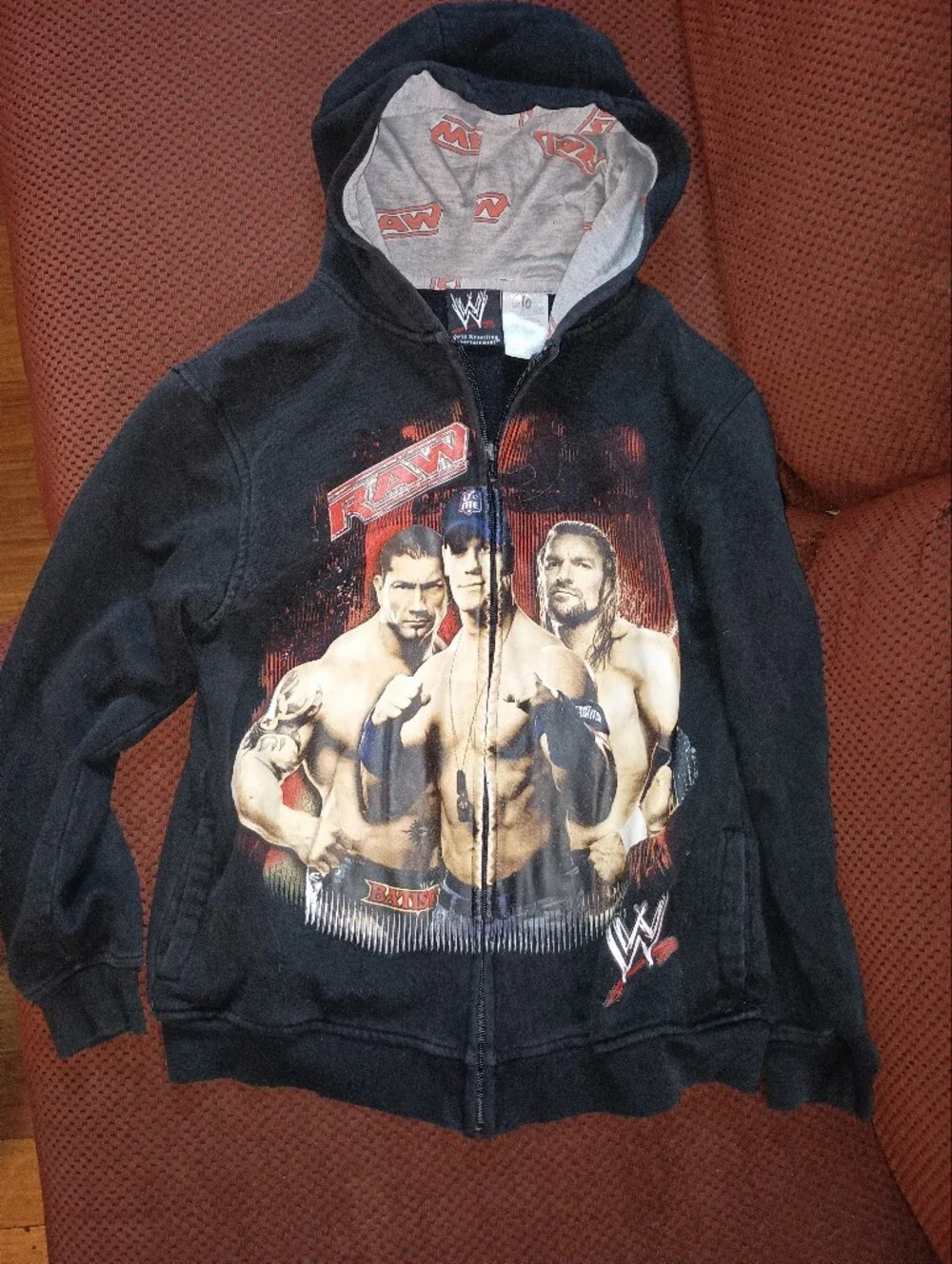 Vintage WWE RAW Black Graphic Zip-Up Hoodie